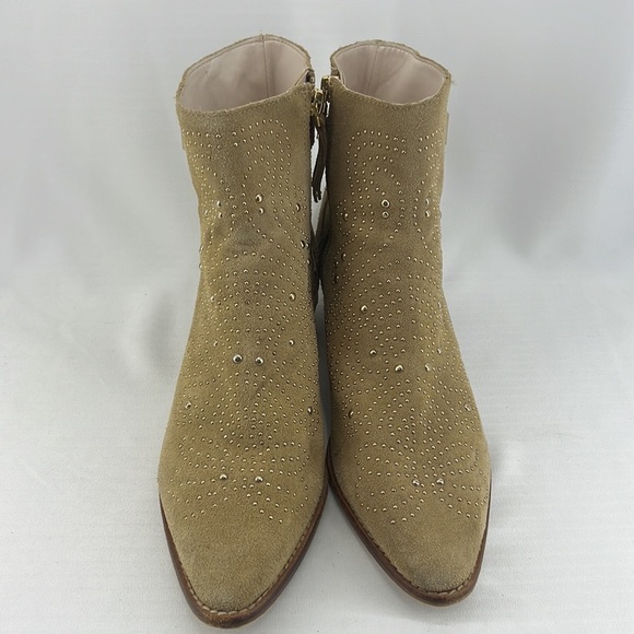 Zara Tan Suede Leather Studded Buckle Ankle Boot Booties - Picture 2 of 12